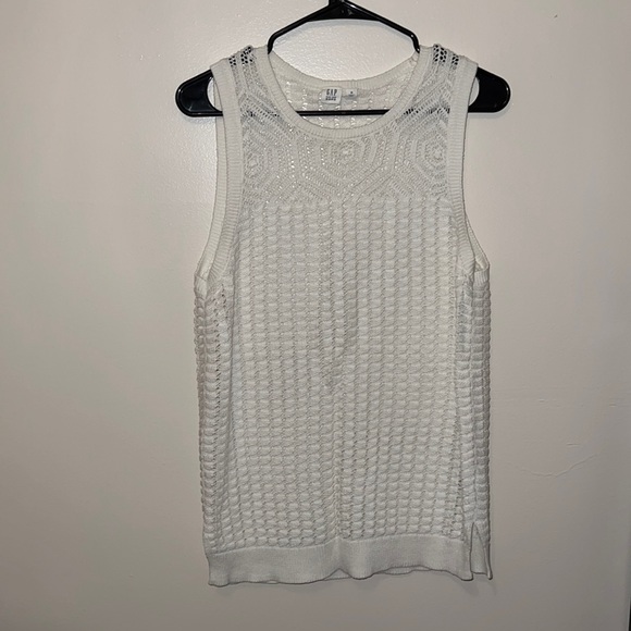 Cotton Crochet sleeveless White Summer Sweater Top GAP M - Picture 7 of 13